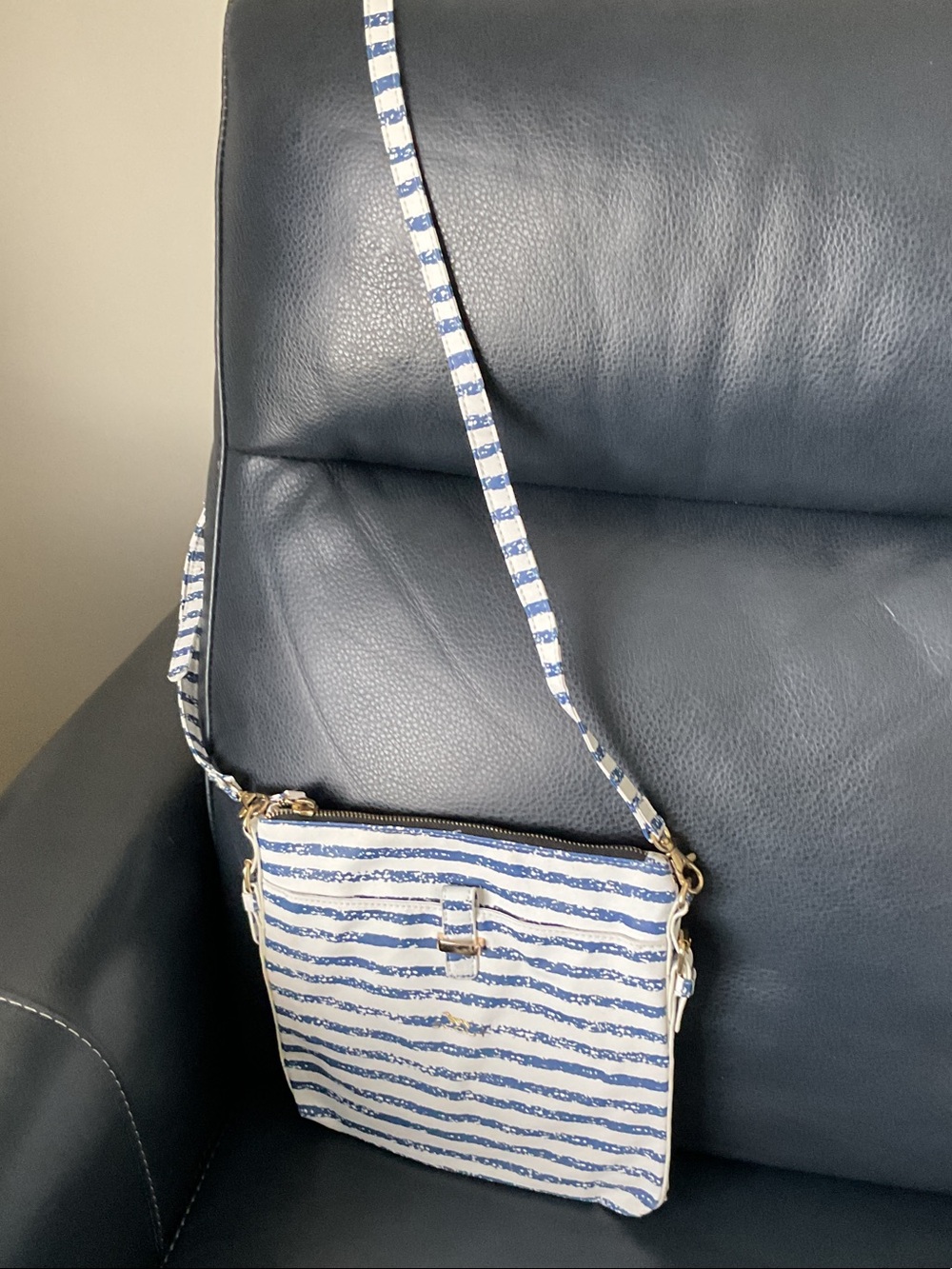 Scout Striped Crossbody Bag in Blue and White